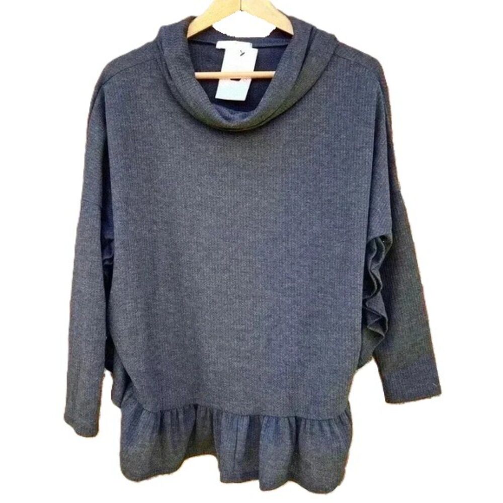 Entro Womens Ruffled Grey Top Size Small NWT